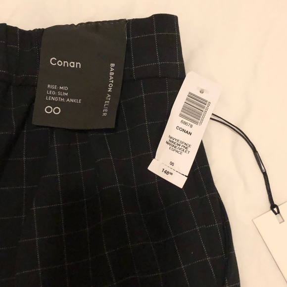 SOLD - Aritzia Babaton Conan Pant - Navy Espace Window Pane - Size 00 - Picture 3 of 6